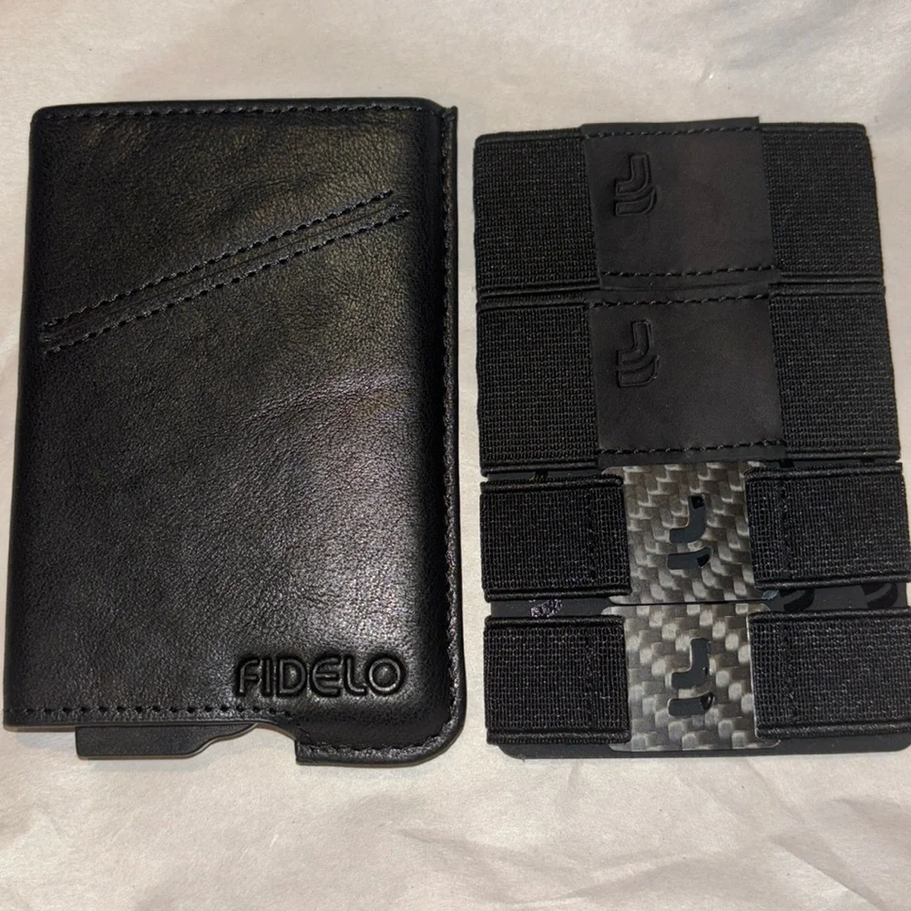 Fidelo Ultra Slim Hybrid Wallet for Men Black Leather Wallet card holder NWT